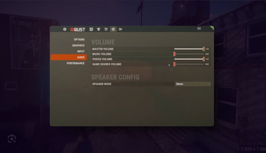 rust audio settings