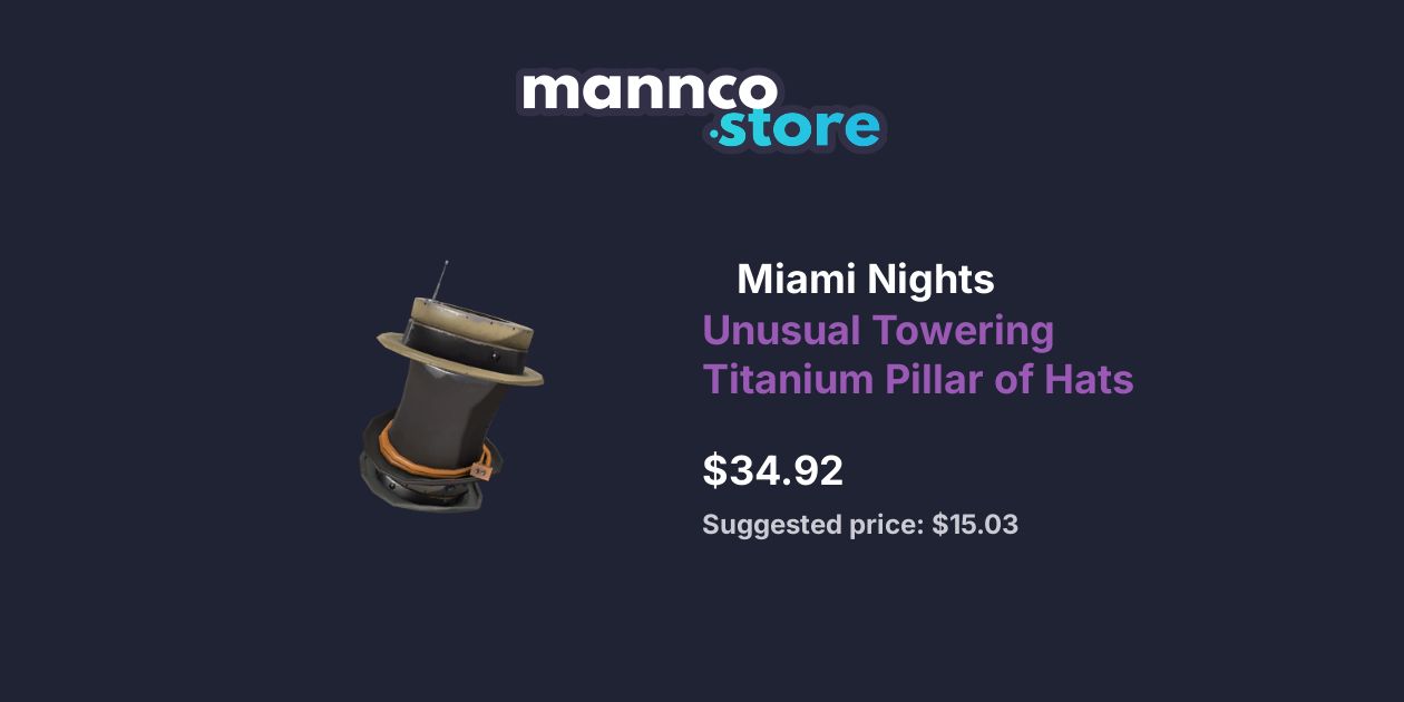 Miami Nights Unusual Towering Titanium Pillar of Hats Mannco.store