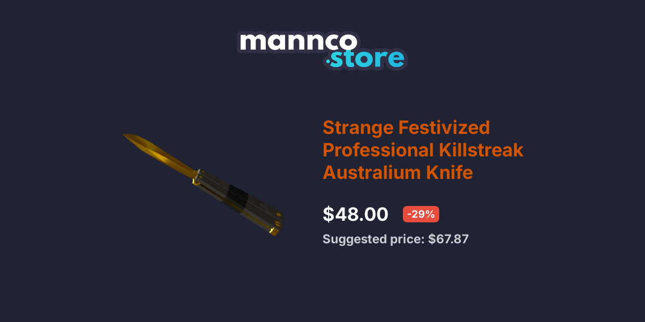 Strange Festivized Professional Killstreak Australium Knife Mannco.store