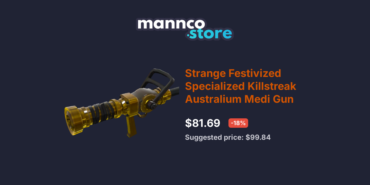 Strange Festivized Specialized Killstreak Australium Medi Gun Mannco
