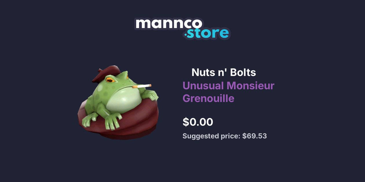 Nuts n' Bolts Unusual Monsieur Grenouille Mannco.store